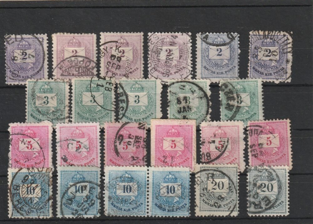 1881. Színesszámú krajcáros sorok, színárnyalatokkal egyéb érdekességekkel