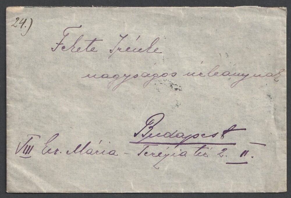 1909. Selmeczbánya, Budapestre feladott levél