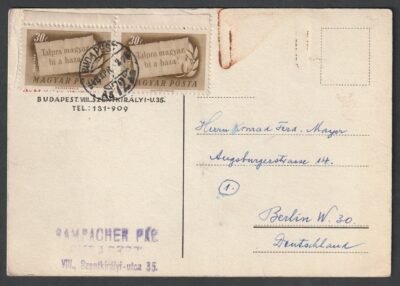 1948. Budapest, Berlinbe feladott levelezőlap