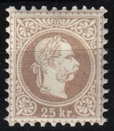 1867. 25kr (keret fogazással) szürkésibolya, finomnyomat (Ferchenbauer 50 euro)