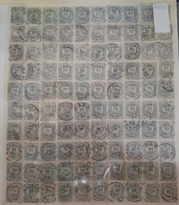 1881. 20 kr 100 képes ívrekonstrukció, több összefüggéssel köztük négyescsík, stb. - Image 2