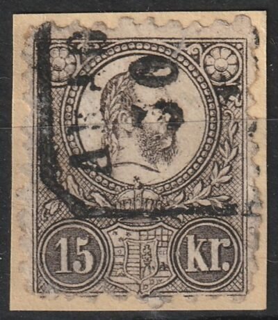 1871. Réznyomat 15kr, feketésbarna (barna szín alig látható!)