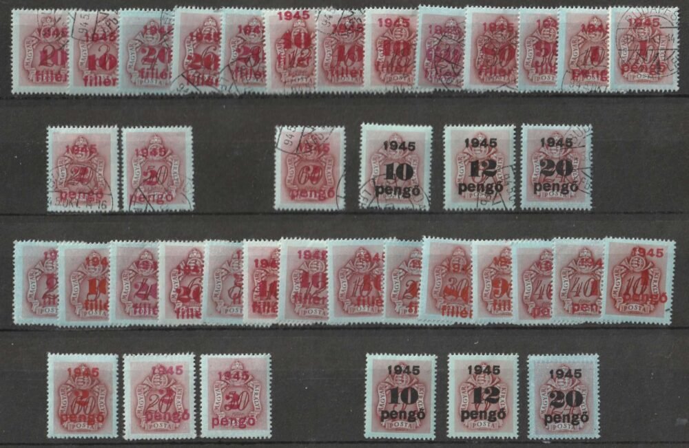 1945. Kisegítő portó postatiszta és használt sor (7 750)