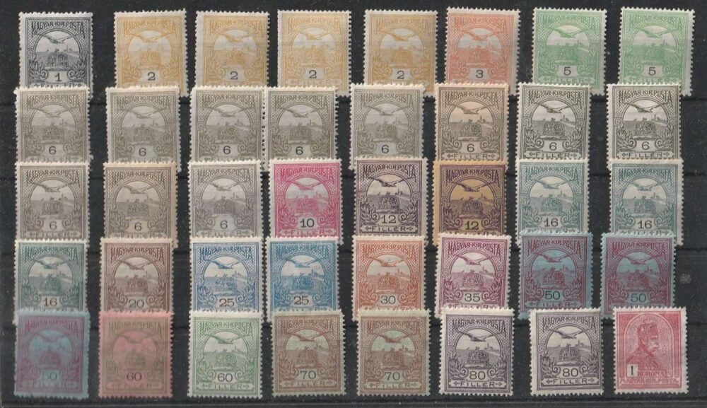 1913. Turul postatiszta kis gyűjtemény, néhány kisérték falcos! (60f olajzöld postatiszta)