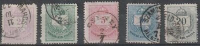 1874. Színesszámú krajcáros sor /A/, 3 kr szélesre fogazva + gyöngy javítás