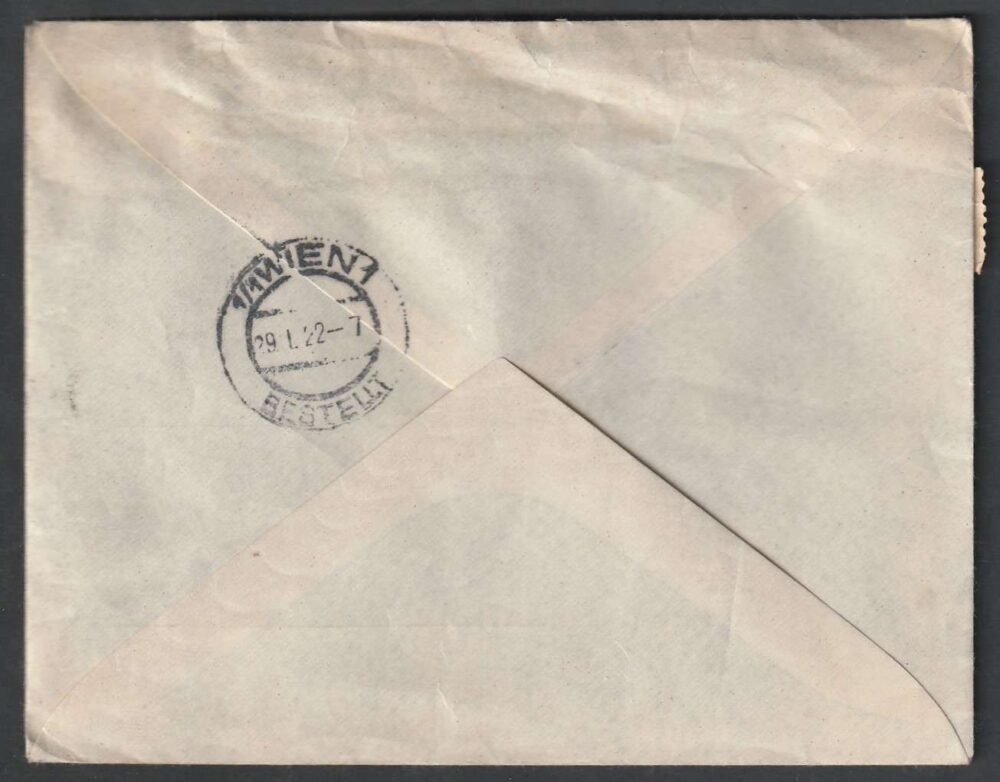 1922. Debrecen, Bécsbe feladott expressz-ajánlott levél - Image 2
