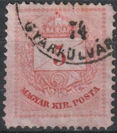 1874. Színesszámú 5kr I. (finoman utánmetszett lemez)
