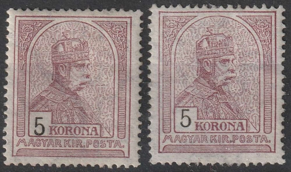 1913. 2 db Turul 5K fel és lefelé elcsúszott értkjelzéssel