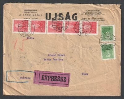 1937. Budapest, Bécsbe feladott első súlyfokozatú expressz levél (ajánlás nélkül)
