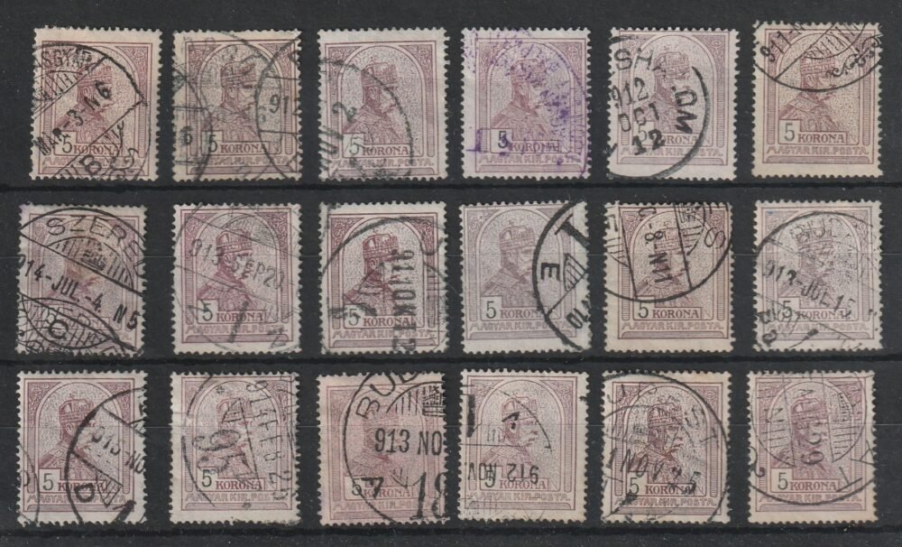 18 db 1909-1913-as  Turul 5 Korona