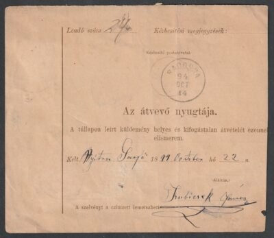 1894. szállítólevél két sorfogazású bélyeggel (egy 8 krajcáros bélyeg hiány!) - RADOSNA érkezési bélyegzéssel - Image 2