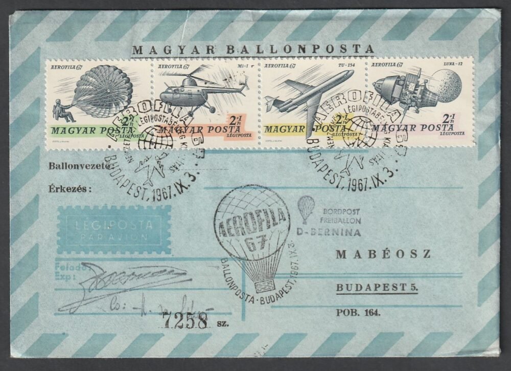 1967. Ballonposta repülés alkalmi boríték