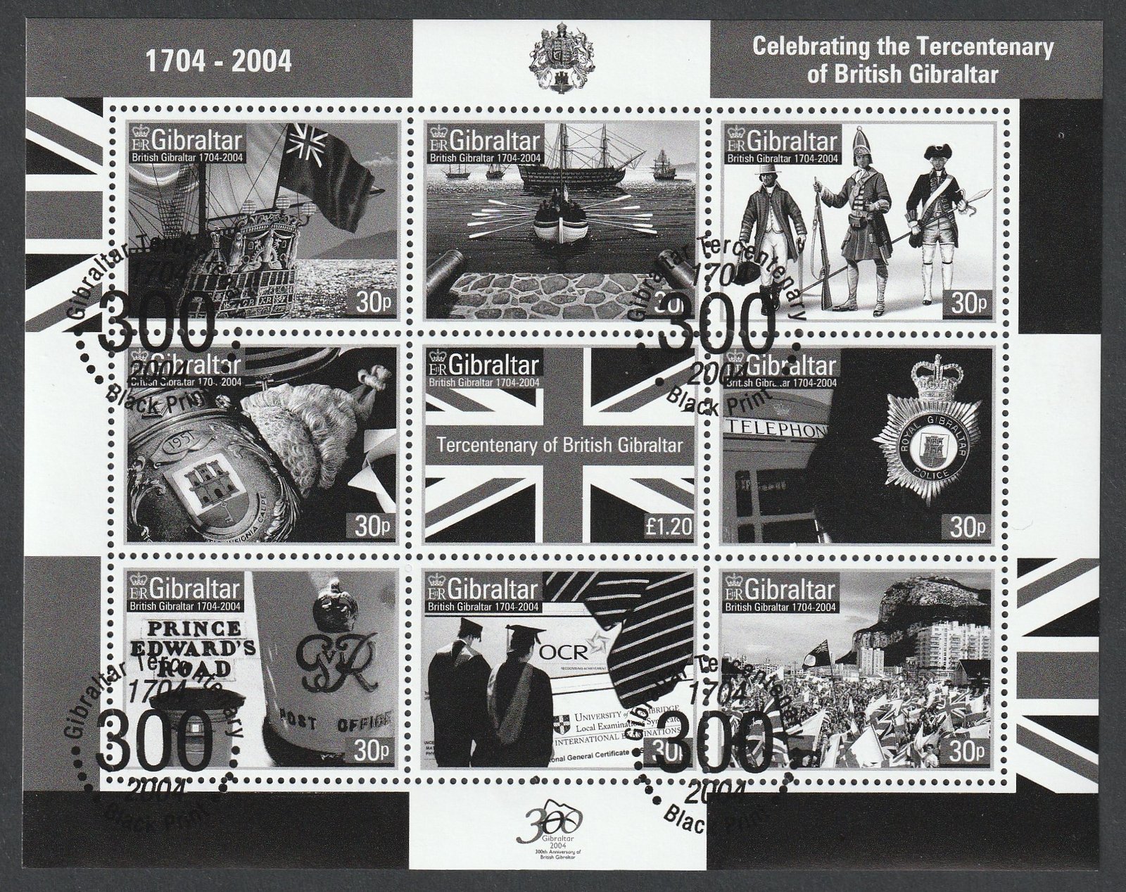 2004. Gibraltár, Brit gyarmatok feketenyomat blokk