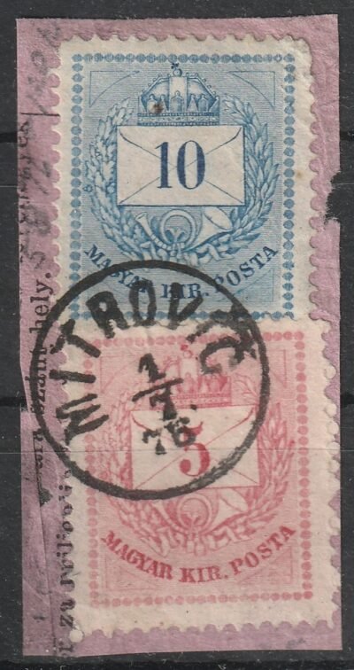 1874. 5+10kr kivágáson, MITROVIČ (Gudlin 150 pont)