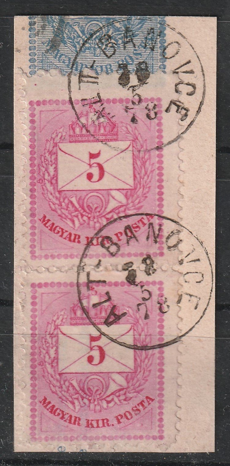 ALT-BANOVCE - 1874. 5kr függőleges pár kivágás
