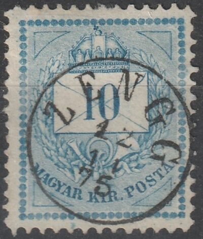 1874. 10 kr durván javított háromszögekkel, ZENGG