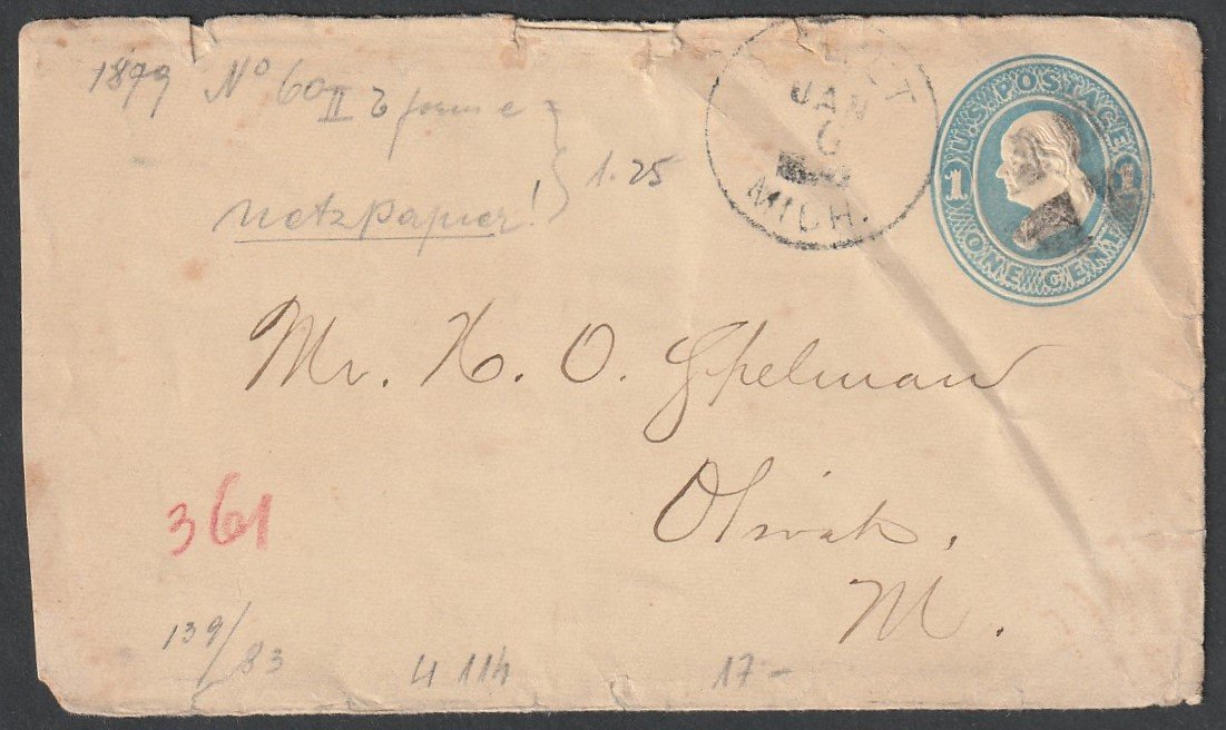 1879. USA díjjegyes boríték