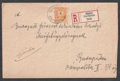 1891. BUDAPEST / I. KRISZTINA VÁROS helyi ajánlott levél