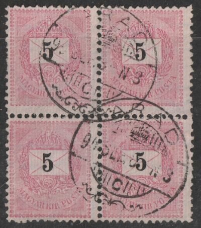 1889. 5 kr négyestömb - ARAD