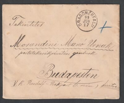 1899. DRAGOMÉRFALU, Budapestre feladott levél 2+3kr díjlerovás