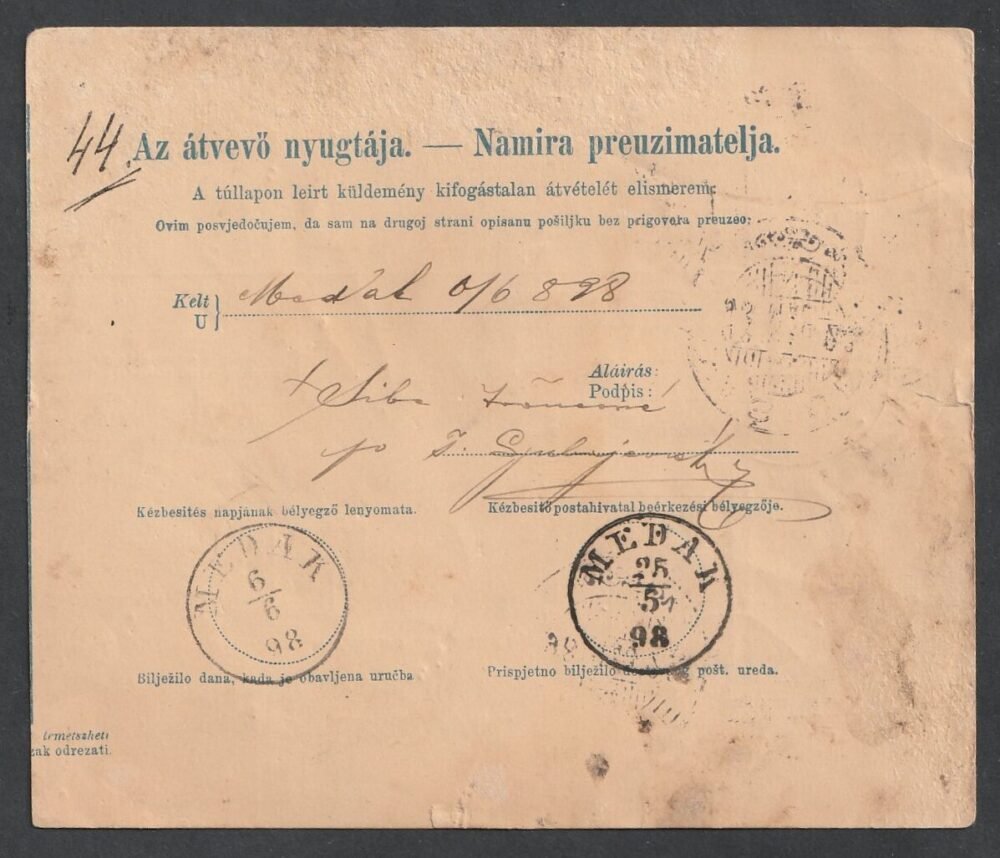 1898. NASIČE, Medakra feladott magyar-horvát nyelvű szállítólevél, 93kr díjtétellel - Image 2