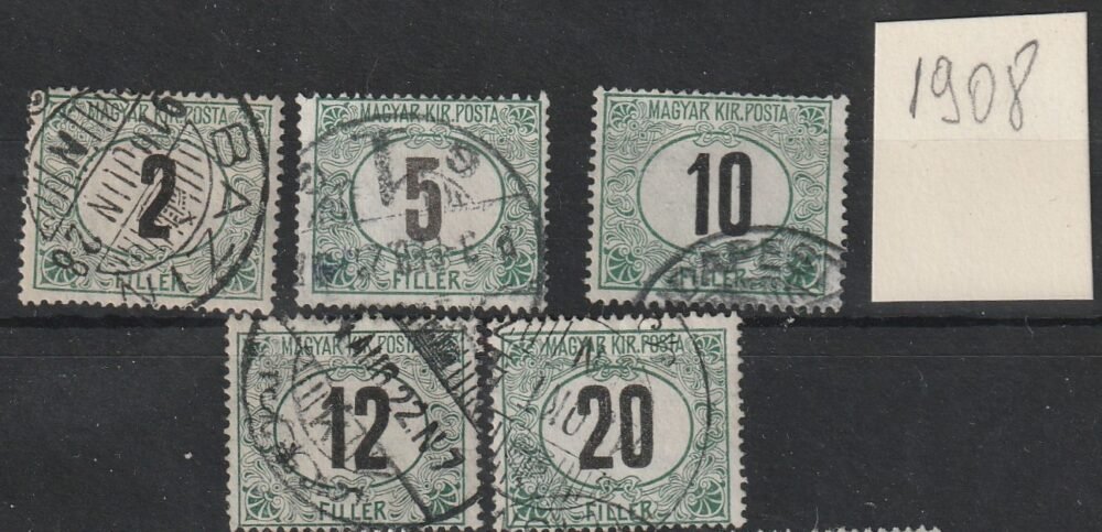 1908. Zöldportó használt sor (5 értékkel) (18.400)