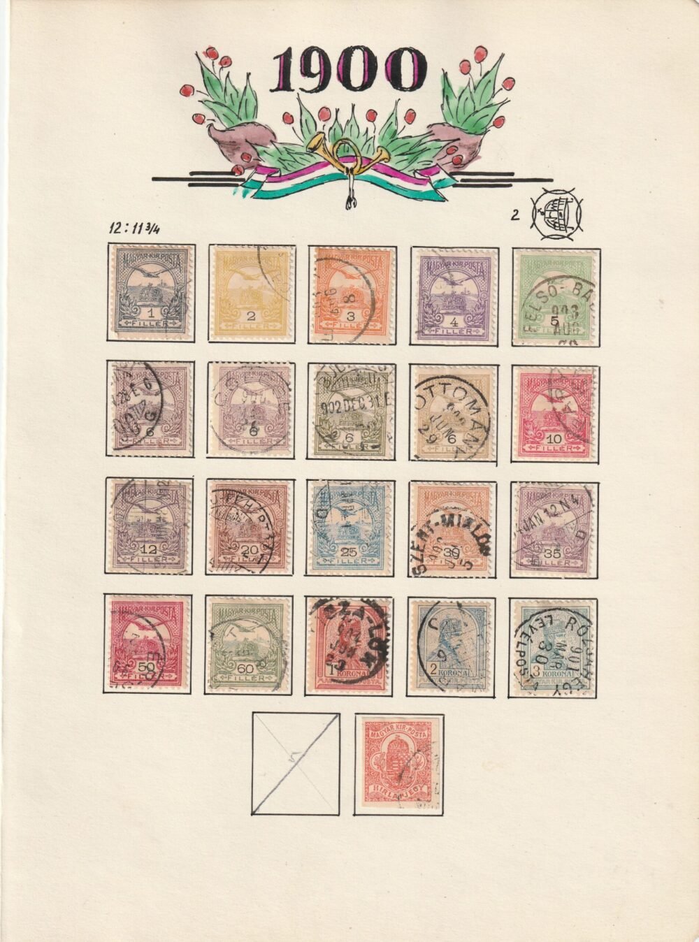 Turul vízjel állás gyűjtemény, 1900-1913. az összes kiadás kiállítói lapokon,