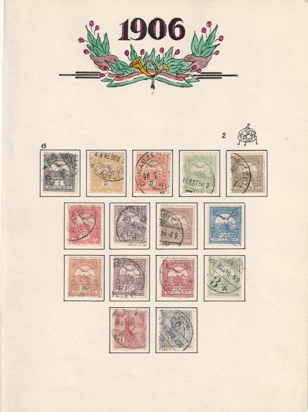 Turul vízjel állás gyűjtemény, 1900-1913. az összes kiadás kiállítói lapokon,