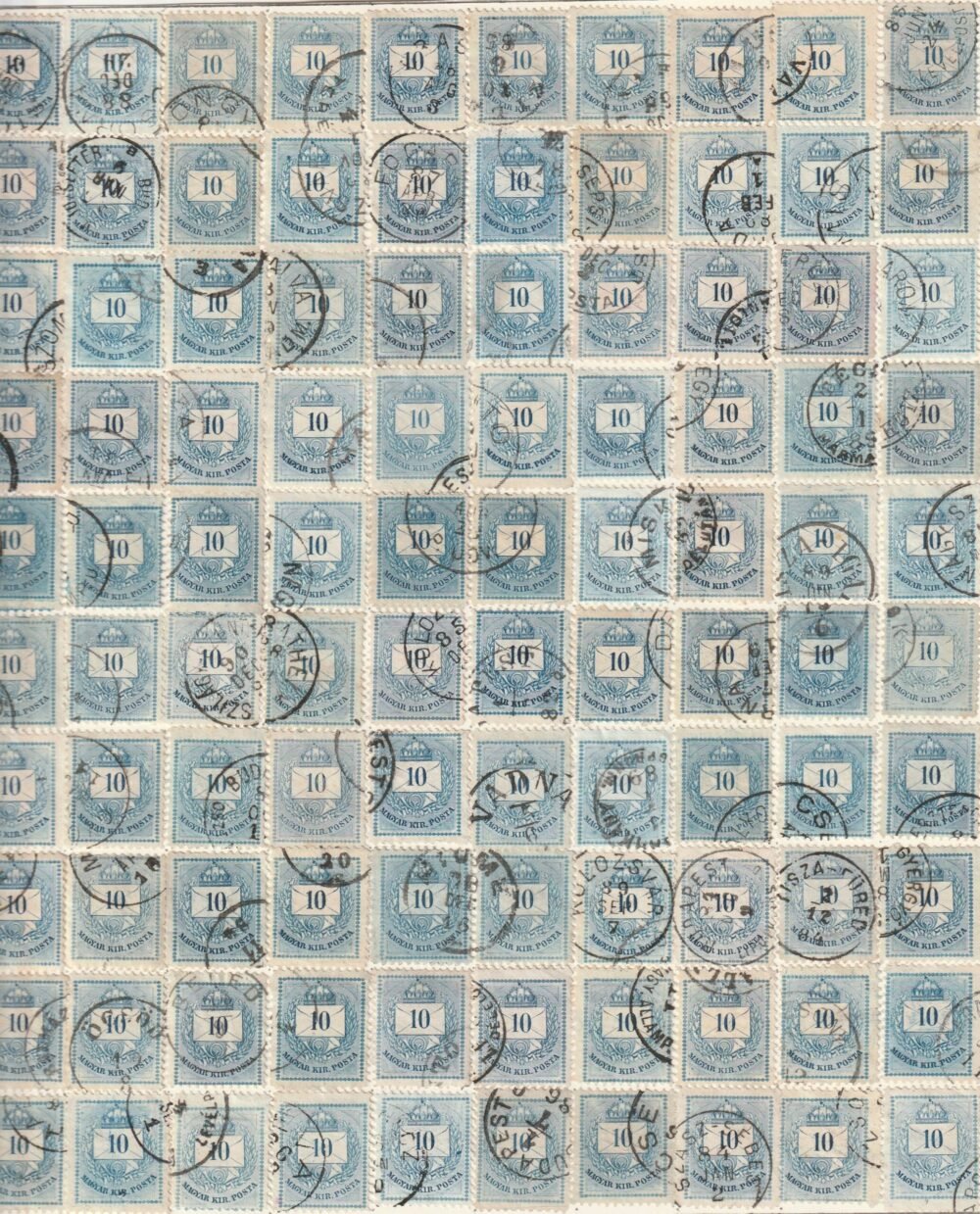 1881. 10 kr 100 képes ívrekonstrukció