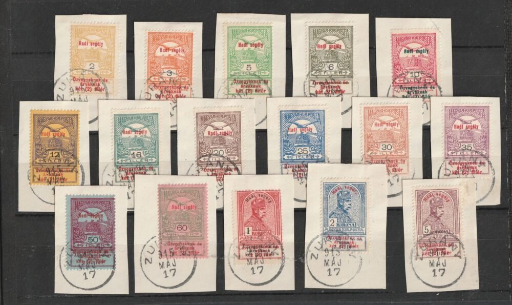 1914. Hadisegély I. sor kivágásokon - ZURÁNY bélyegzéssel (20.000++)