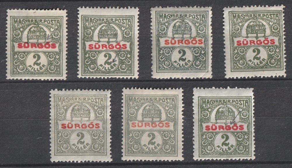 1916. Sürgős, 7 db klf lemezhiba, szép speciál gyűjtemény!