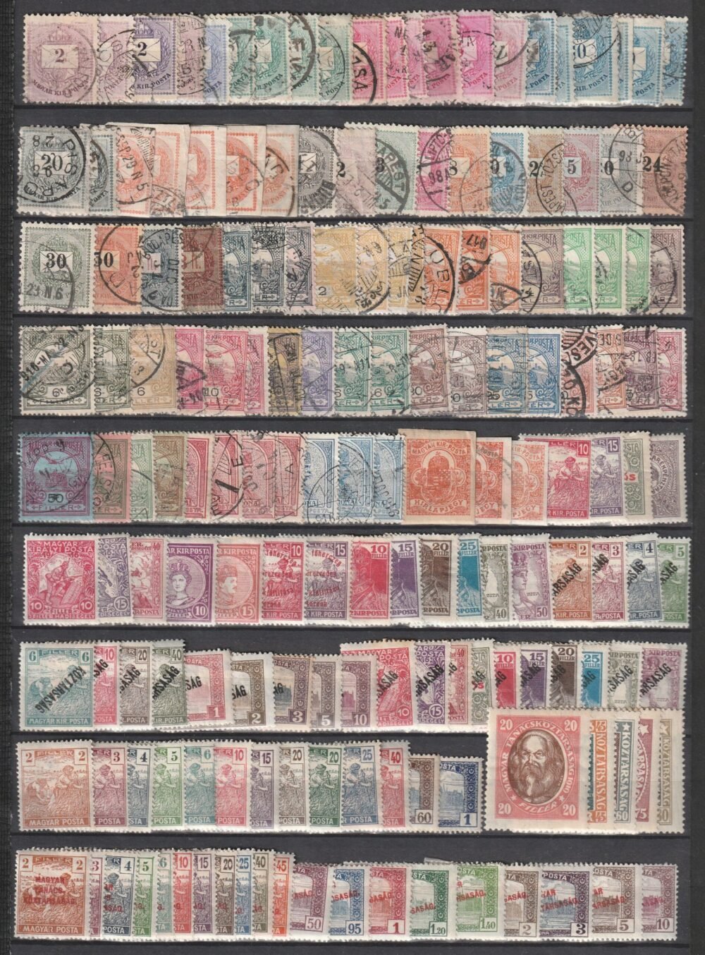 Magyar gyűjtemény 1874- 1940-es évekig, teljes sorok sok használatlan bélyeg, kiváló kezdő vagy rendező anyag