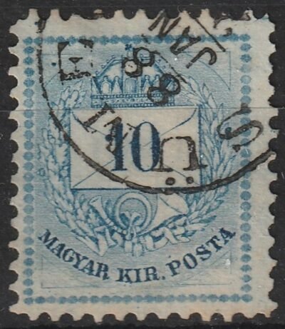 1881 10kr, kpott nyomólemez, látványos lemezhibákkal