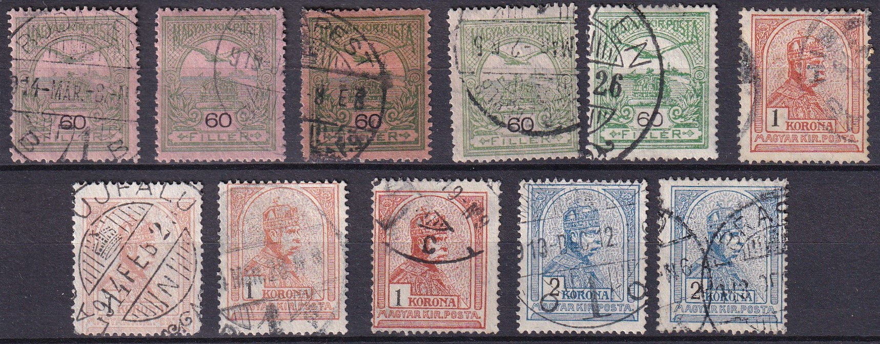 1913. Turul, VIIA fekvővízjeles bélyegek