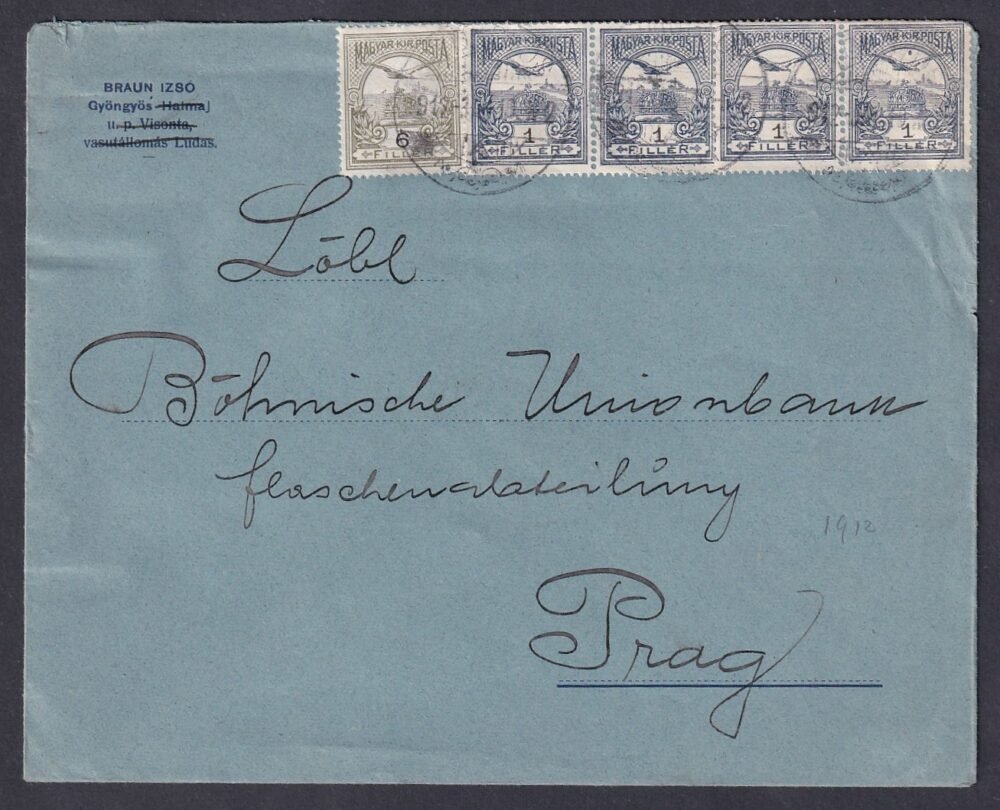 1912. Prágába feladott levél
