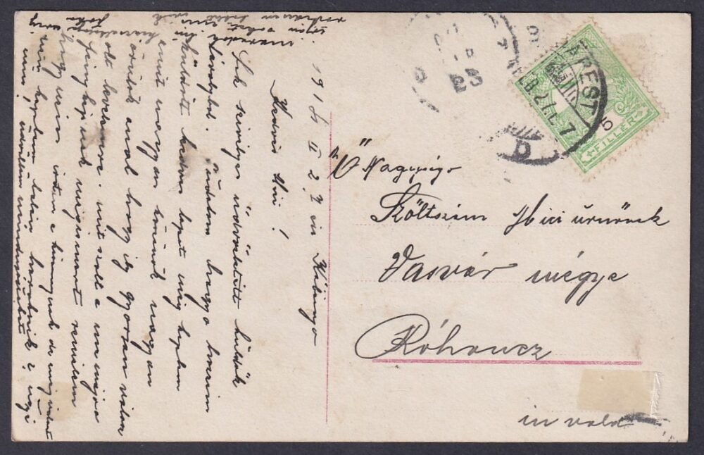1914.  Budapest, Rohonczra feladott képes levelezőlap