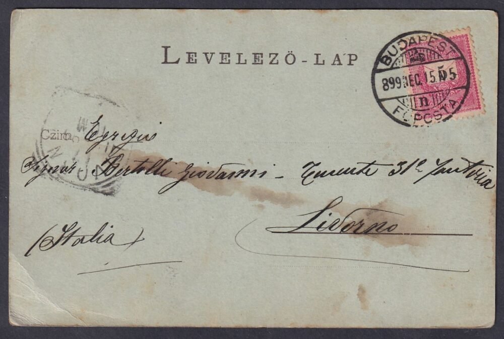 1899. Budapest, Livorno (Olasz Királyság)-ba feladott levelezőlap