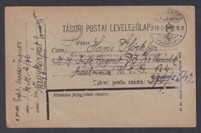 1918. Tábori posta levelezőlap