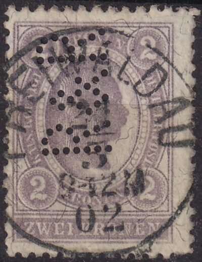 1899. Ausztria (ANK. 82.) 2 K, R&R perfinnel (nagyon rtika perfin!)