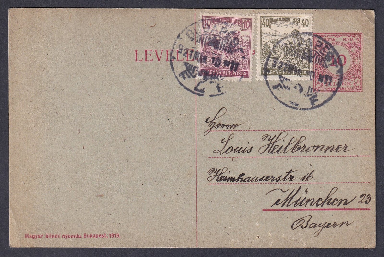 1921. (2. dsz.) Budapest, Münchenbe feladott levelezőlap