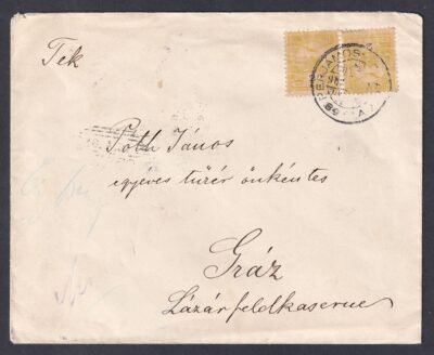 1901. Perjamos, Graz-ba feladott nyomtatvány boríték