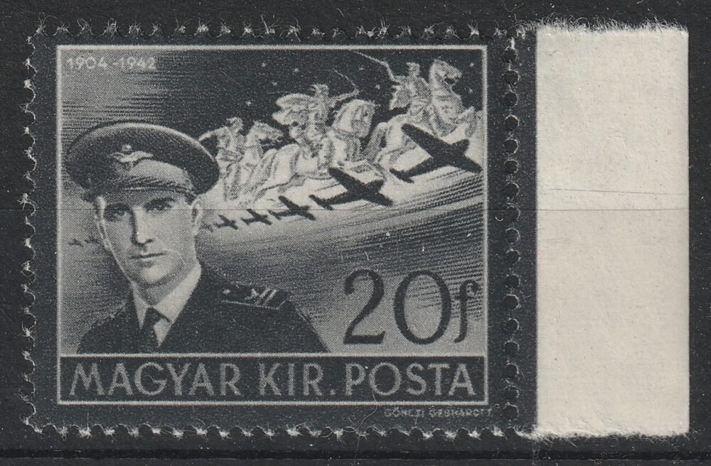 1942. Kormányzóhelyettesi gyászbélyeg, ívszéli darab