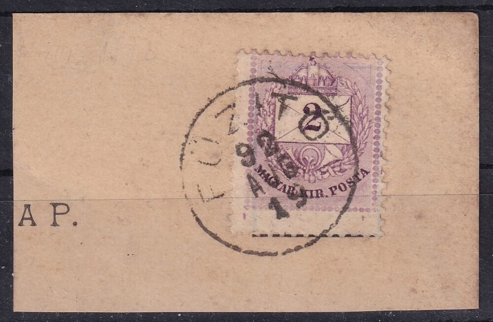 1881. II. 2 kr /E/ erősen elcsúszott fogazás, kivágáson - FÜZITŐ (Gudlin 70 pont)