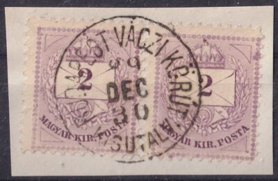 1881. 2kr pár kivágáson - BUDAPEST VÁCZI KÖRÚT / KISUTALV.