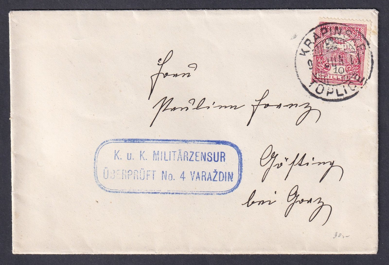 Krapinske Toplice cenzúrázott levél