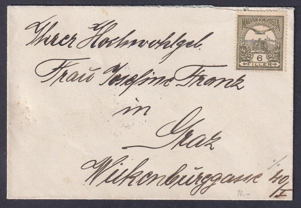 1913. ZAGREB, Graz-ba feladott levél (egy bélyeg kezeletlen)