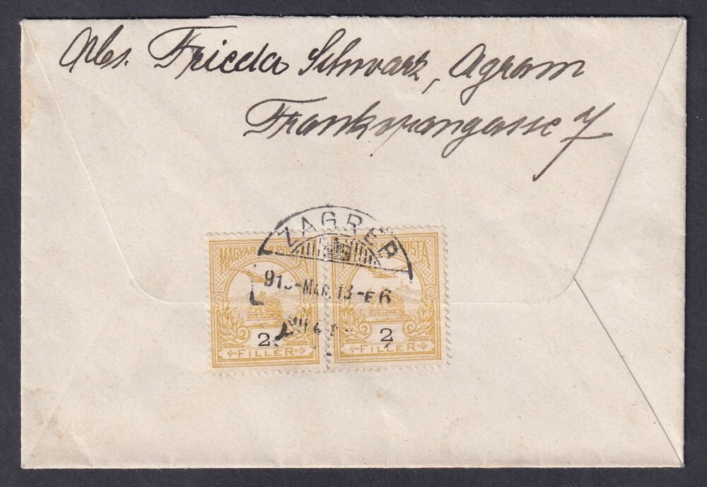 1913. ZAGREB, Graz-ba feladott levél (egy bélyeg kezeletlen)