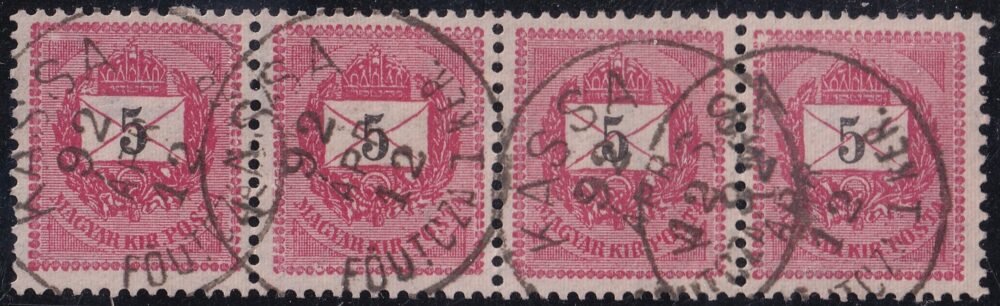 1889. 5 kr négyes csík