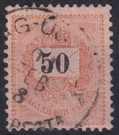 1889. 50 kr sötétsárga alapvonalkázás