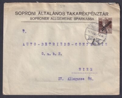 1919. Sopron, Bécsbe feladott levél